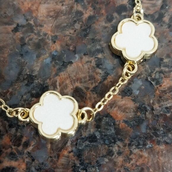 Enamel Goldtone  Clover Bracelet/Anklet...NEW - Picture 2 of 9